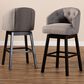 Baxton Studio Theron Swivel Bar Stool with Grey Cushion in Espresso (Set of 2), , large