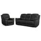 Flexsteel Crew 2-Piece Leather Power Reclining Living Room Set in Raven, , large