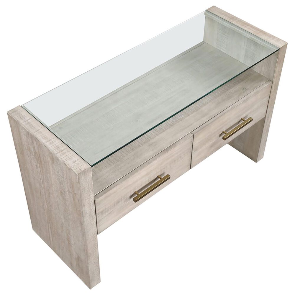 Steve Silver Garland Sofa Table in Washed Parchment and Clear, , large