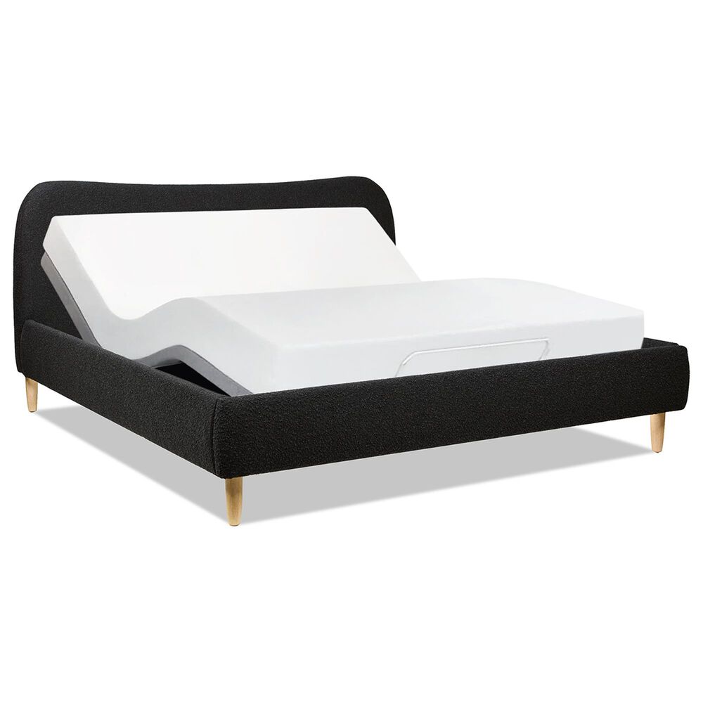 Jennifer Taylor Home Roman King Platform Bed with Ebony Black Upholstered in Natural Whitewashed, , large