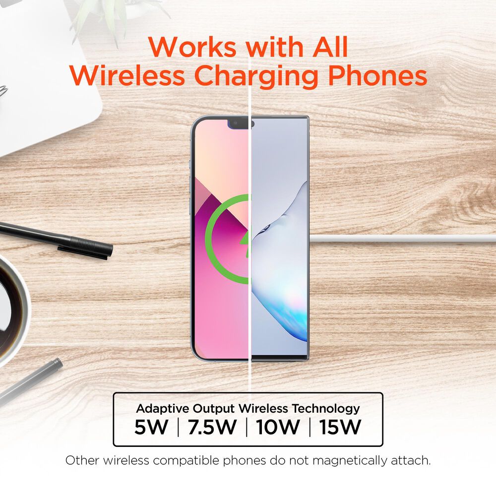 Hypercel Magnetic 15W Wireless Charger in White, , large