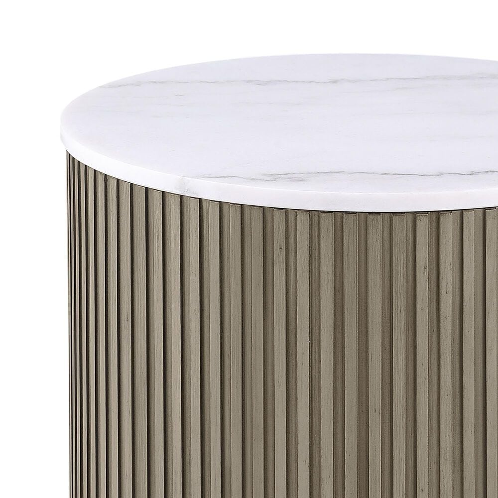Pacific Landing Jason Round End Table in White and Greige, , large