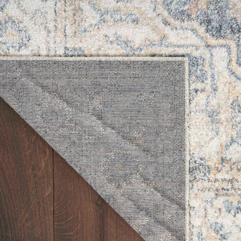 Nourison Astra Machine Washable 5&#39;3&quot; x 7&#39; Grey and Blue Area Rug, , large