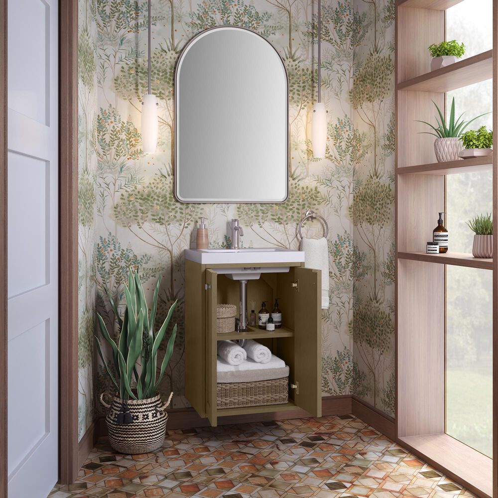 James Martin Vanities Chianti 20" Single Bathroom Vanity in Walnut Whisper with 2 cm White Glossy Composite Stone Top and Rectangular Sink, , large