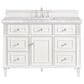 James Martin Vanities Lorelai 48" Single Vanity in Bright White with 3 cm Carrara White Marble Top, , large