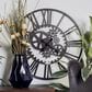 Maple and Jade Gear Decorative Wall Clock in Matte Black, , large