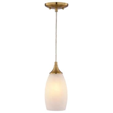 Vaxcel Milano 1-Light Bell Mini Pendant with Alabaster Glass Shade in Muted Brass, , large