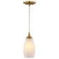 Vaxcel Lighting Milano 1-Light Bell Mini Pendant with Alabaster Glass Shade in Muted Brass, , large