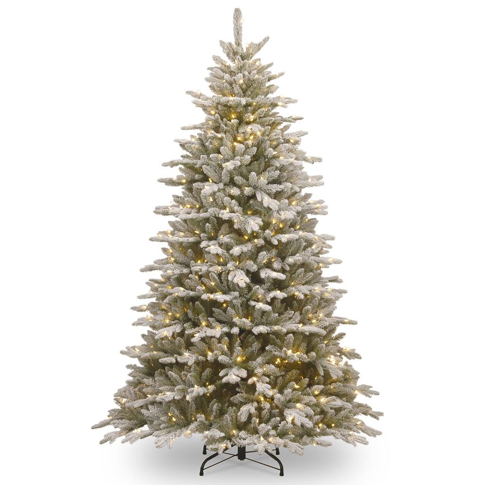 National Tree 7.5" Feel Real Snowy Sierra Spruce Hinged Tree with 750 White Lights, , large