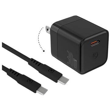 The Mighty Mount 30W GaN Wall Charger with Type C to Type C Cable in Black, , large