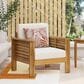 Hearth and Haven Outdoor Acacia Wood Club Chair with Beige Cushions in Teak, , large