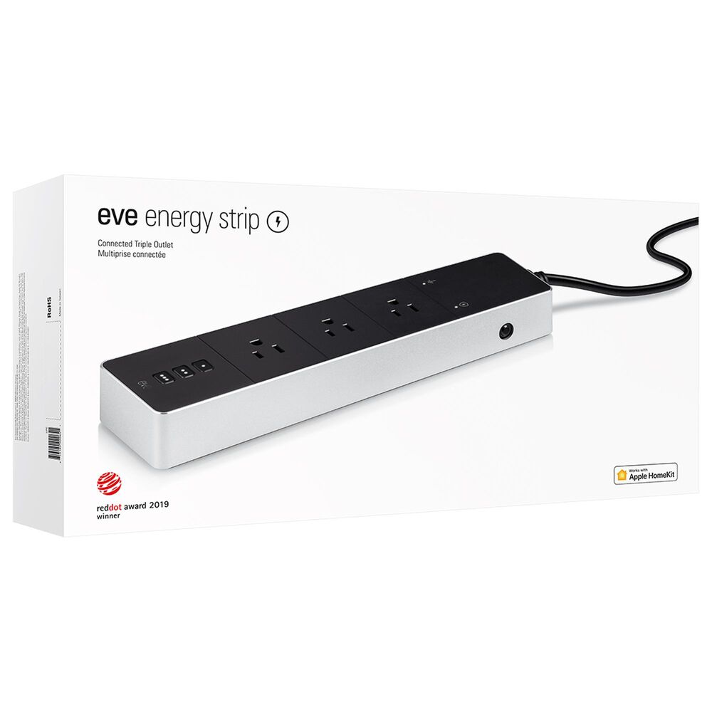 Eve Energy Strip Connected Triple Outlet in Black and Silver Shop NFM