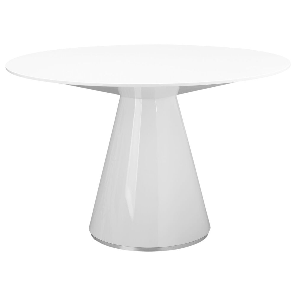 Moe"s Home Collection Otago 47" Dining Table in Gloss White and Brushed Stainless Steel - Table Only, , large