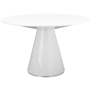 Moe"s Home Collection Otago 47" Dining Table in Gloss White and Brushed Stainless Steel - Table Only, , large