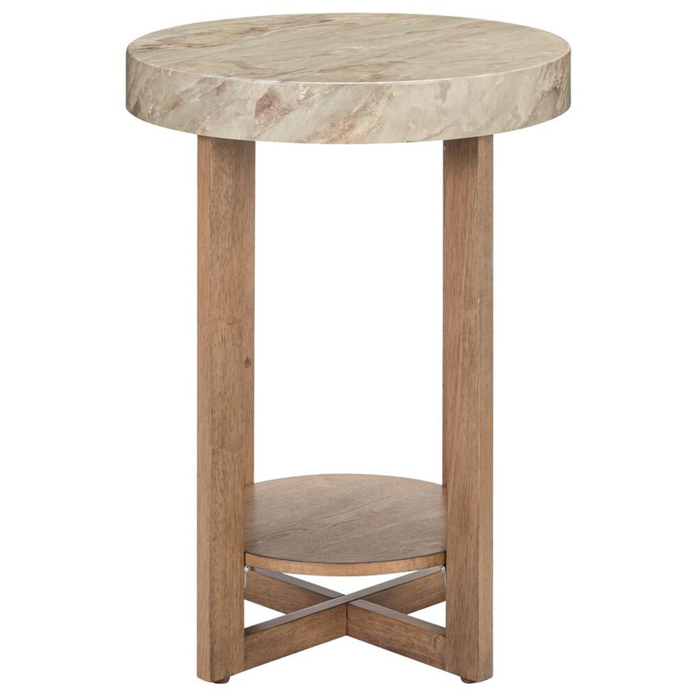 Belle Furnishings Danby Chairside Table in Nutmeg and Alabaster, , large