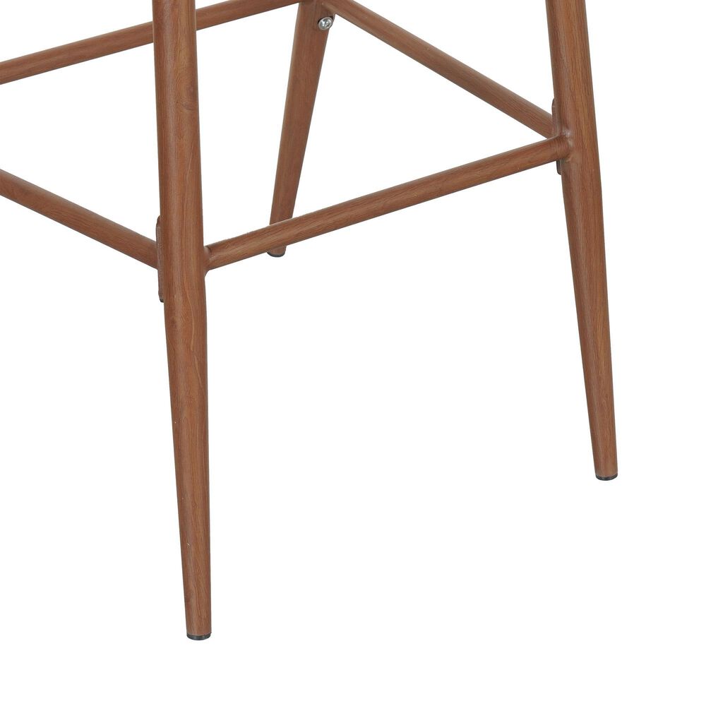 Hearth and Haven 26" Outdoor Counter Stool with Teak Frame in Light Gray (Set of 2), , large