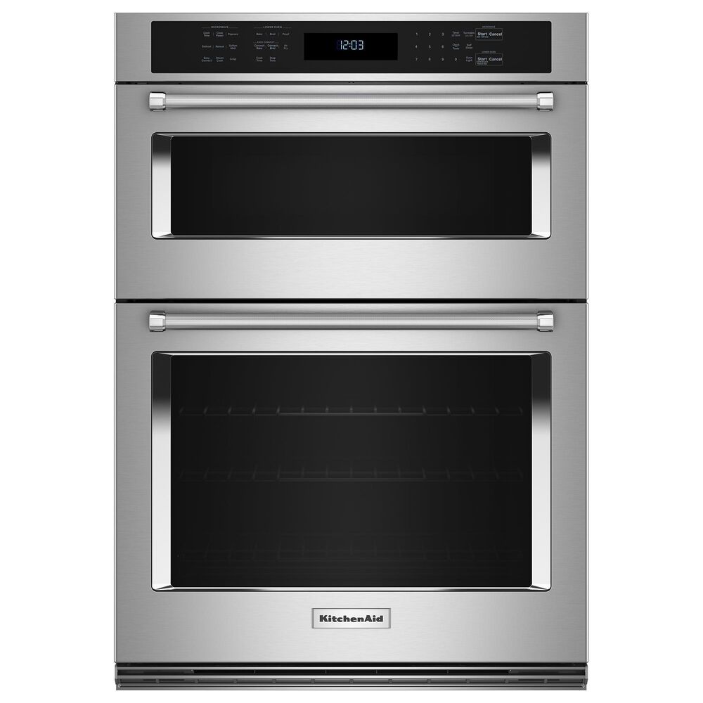 Kitchenaid 2-Piece Kitchen Package with PrintShield Stainless Steel 30&quot; Combination Microwave Wall Oven and 36&quot; Black Electric Cooktop, , large