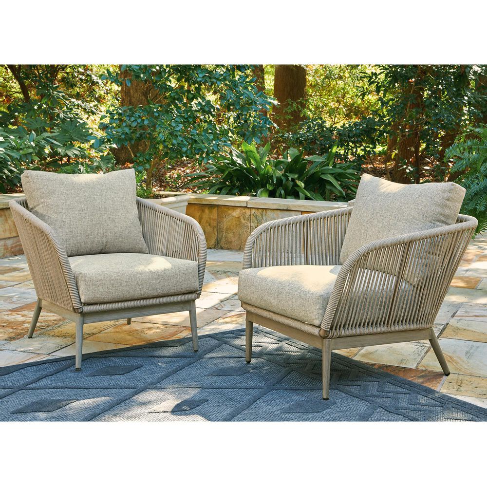 Ashley Swiss Valley Patio Lounge Chair in Beige &#40;Set of 2&#41;, , large