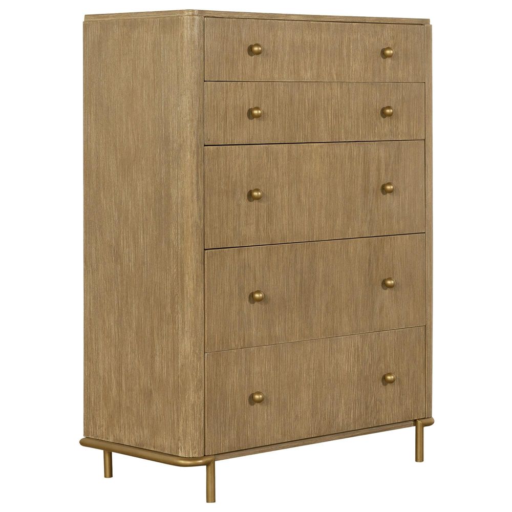 Pacific Landing Arini 5-Drawer Chest in Sand Wash and Aged Brass, , large