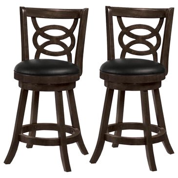 Pacific Landing 24" Swivel Barstool with Black Seat in Cappuccino - Set of 2, , large