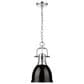 Golden Lighting Duncan 1-Light Small Pendant with Chain and Black Shade in Chrome, , large