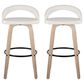 LumiSource Grotto Swivel Bar Stool with White Faux Leather Upholstery in Whitewashed Wood and Black (Set of 2), , large