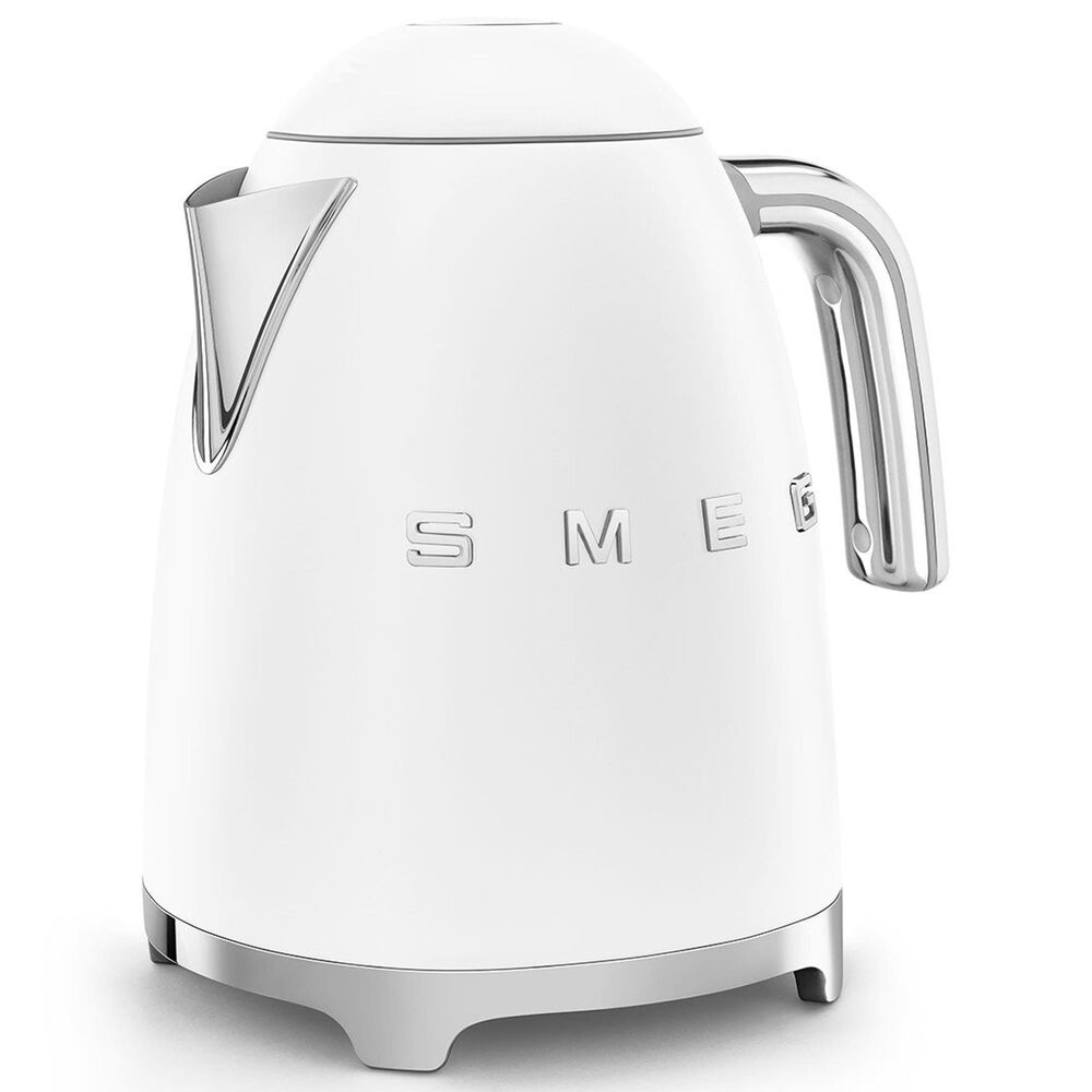 SMEG Retro Style 7-Cup Electric Kettle in Matte White and Polished Chrome, , large