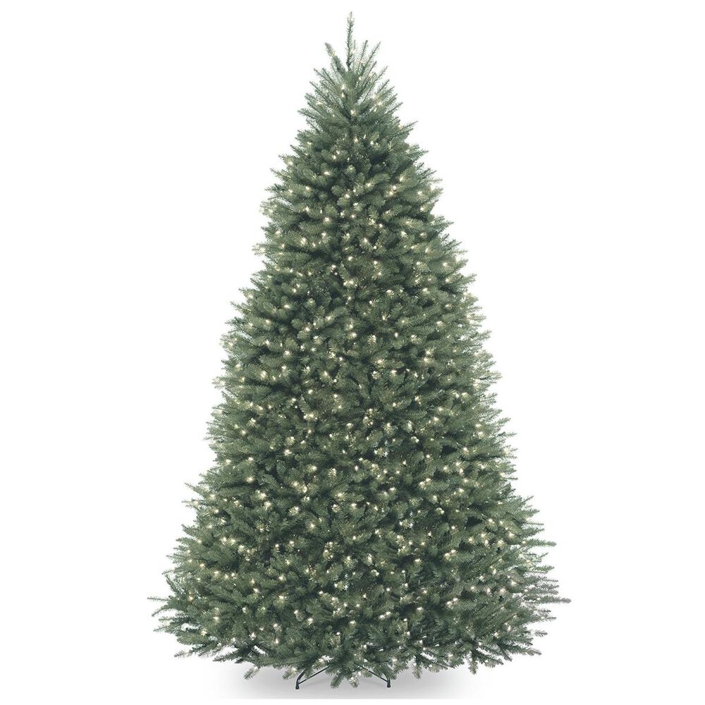National Tree 9" Dunhill Blue Fir Hinged Tree with White Lights, , large