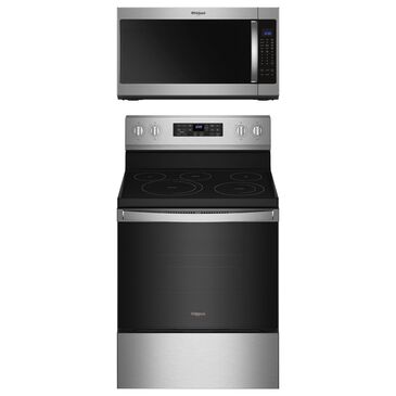 Whirlpool 2-Piece Kitchen Package with 5.3 Cu. Ft. Air Fry Electric Range and 2.1 Cu. Ft. Microwave in Stainless Steel, , large