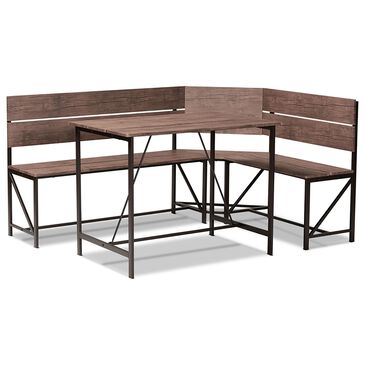 Baxton Studio Marston 2-Piece Dining Nook Set in Brown and Black, , large