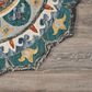 L&R Resources Sinuous Eclectic Floral Mandala 6" Scalloped Green and Multicolor Area Rug, , large