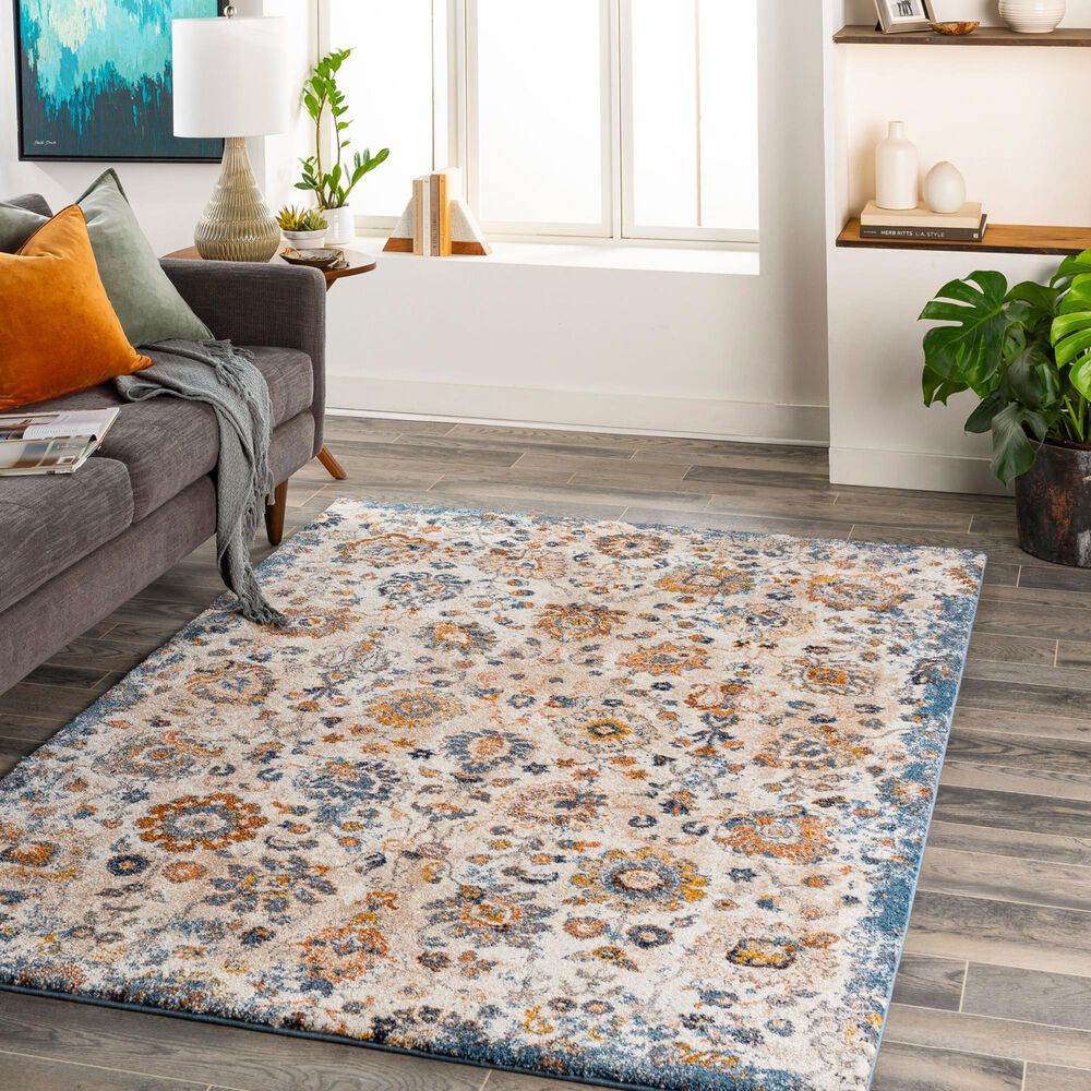 Surya Tuscany TUS-2331 Blue, Cream, Brown, Dusty Coral, Light Beige, Gray, Dark Blue and Bright Yellow 12&#39; x 15&#39; Area Rug, , large
