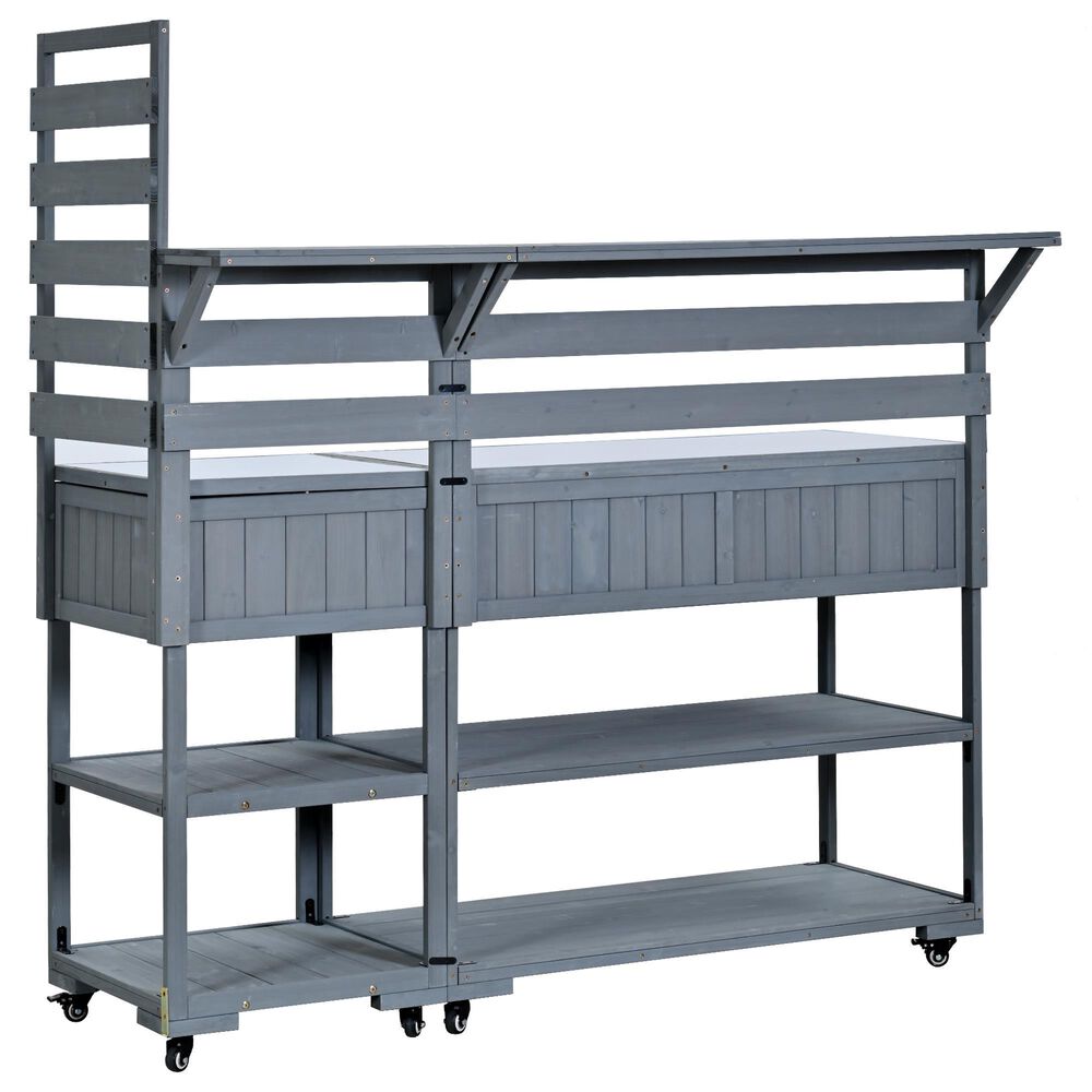 HOMLUX 62.3'' Outdoor Kitchen Island in Gray, , large
