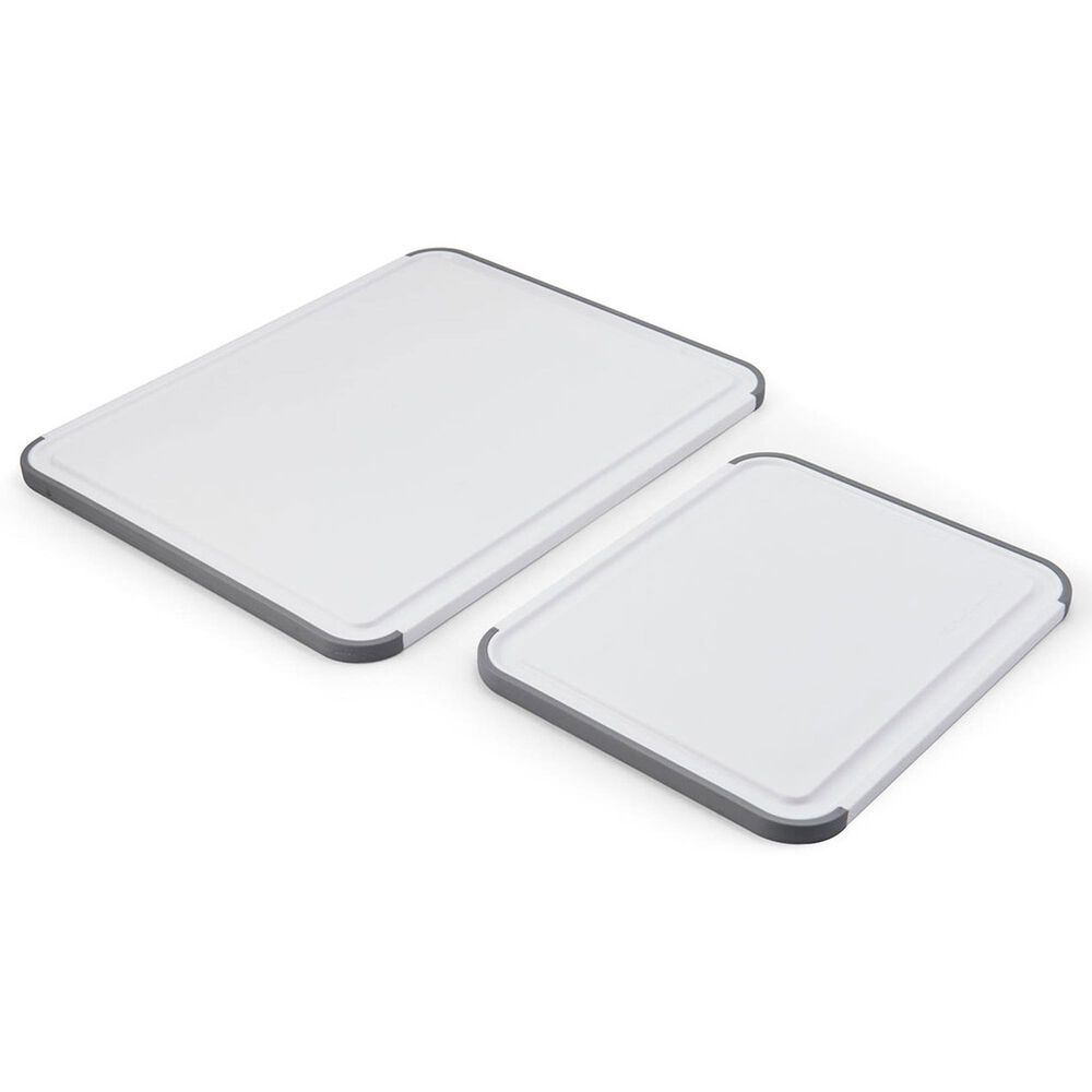 KitchenAid 2-Piece Polypropylene Chopping Board Set in White and Gray, , large