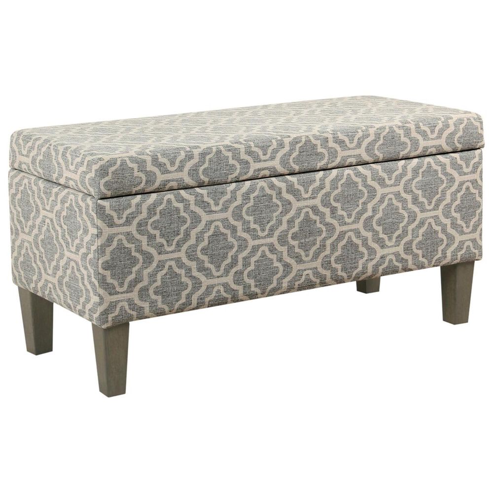 Kinfine HomePop Large Decorative Storage Bench in Dark Gray/Cream, , large