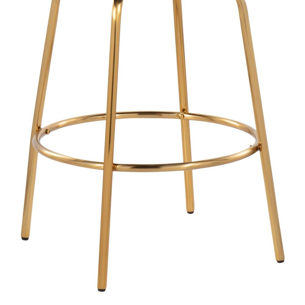 LumiSource Claire Swivel Counter Stool with Green Velvet Upholstery in Gold (Set of 2), , large