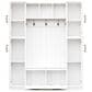 HOMLUX 5-Hook Hall Tree with 4 Side Cabinets and Storage Bench in White, , large
