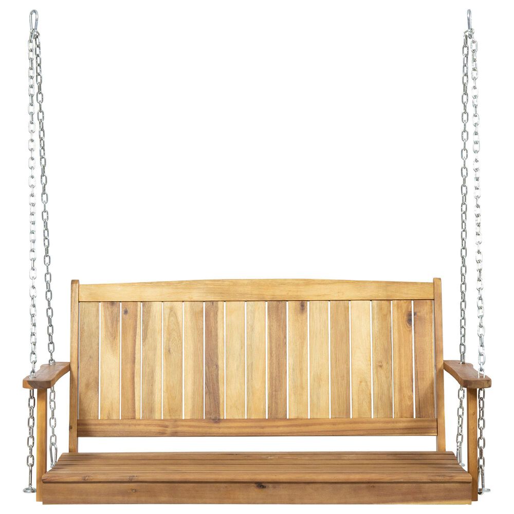 Noble House Tambora Patio Porch Swing in Teak Brown, , large