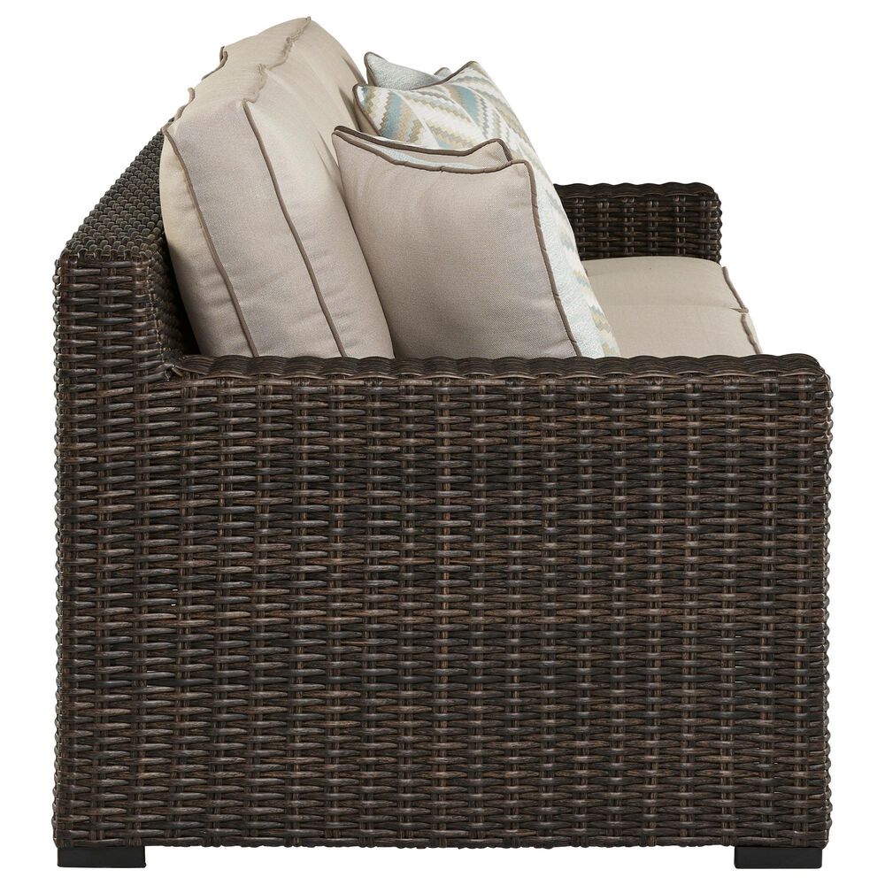 Ashley Coastline Bay Stationary Patio Sofa in Brown, , large