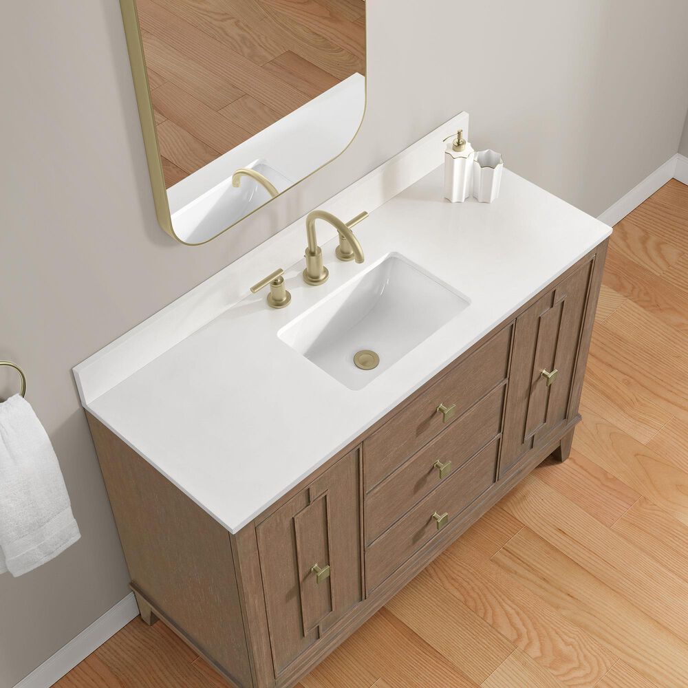 37B Kinsale 48" Single Bathroom Vanity Cabinet in Walnut Drift with White Composite Stone Top and Backsplash, , large