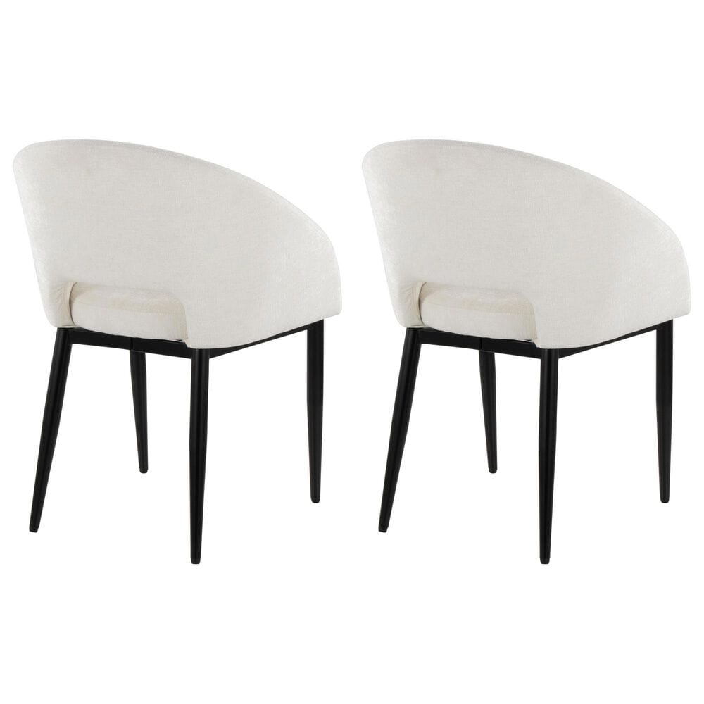 LumiSource Renee Arm Chair with Off-White Fabric Cushion in Black (Set of 2), , large