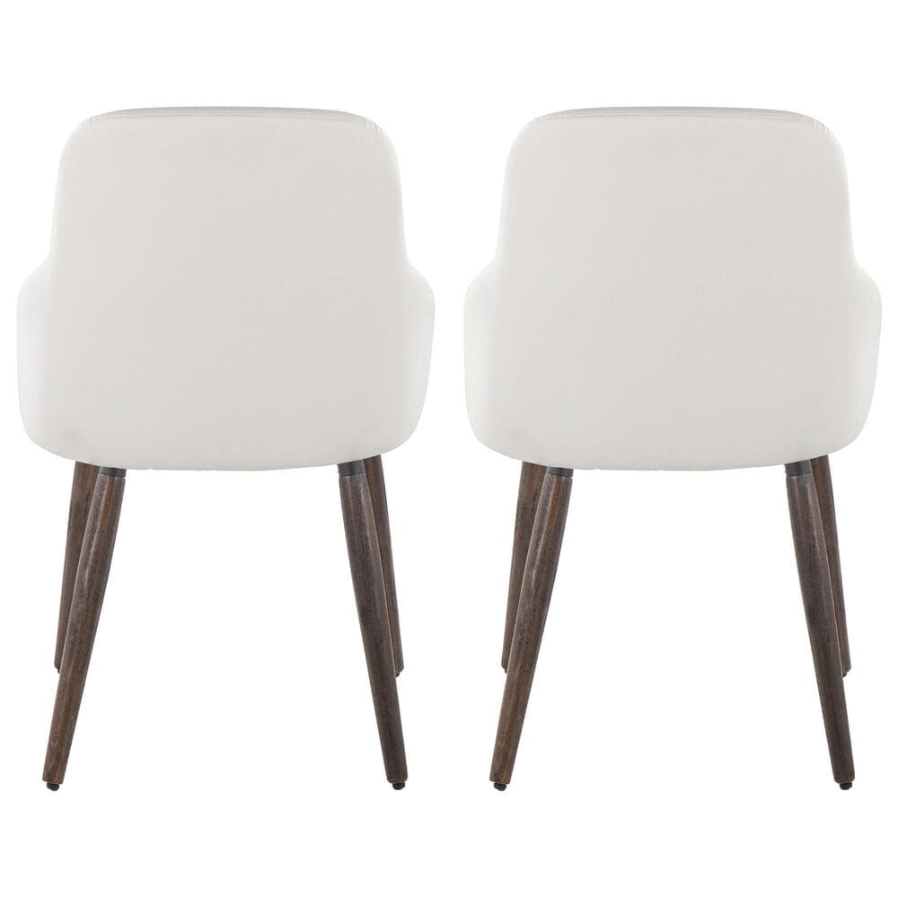 LumiSource York Side Chair with White Faux Leather Cushion in Dark Walnut (Set of 2), , large