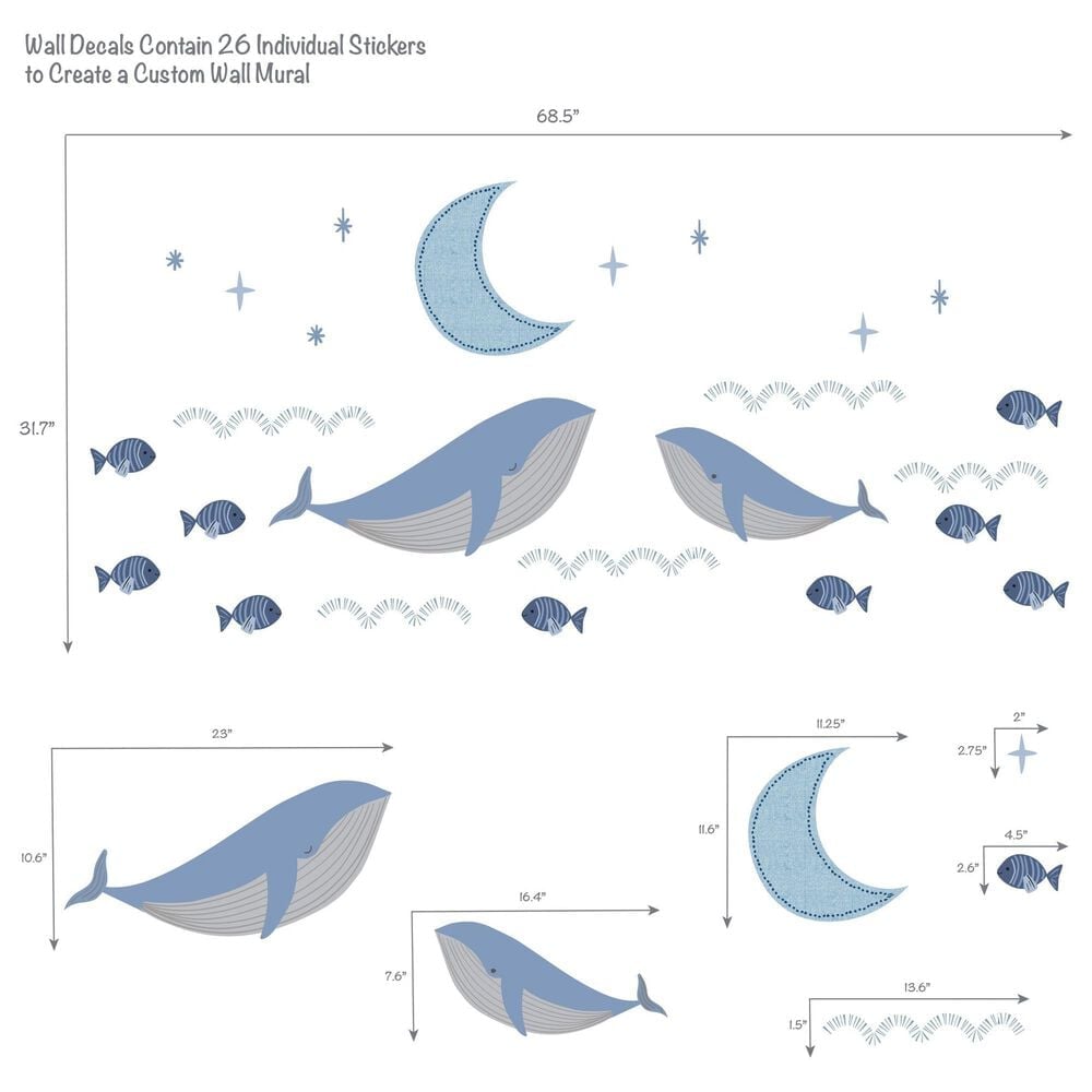 Lambs and Ivy Bubbles and Squirt 32&quot; x 68&quot; Aquatic Under Sea Wall Decals in Blue, , large