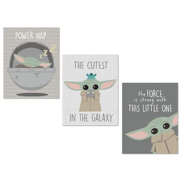 Lambs and Ivy Star Wars The Child 3-Piece Unframed Nursery Wall Art Decor in Blue, White, Green and Black, , large