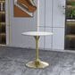 Leisuremod LeisureMod Verve Collection 27 Round Dining Table, Brushed Gold Base with Sintered Stone White Top, , large