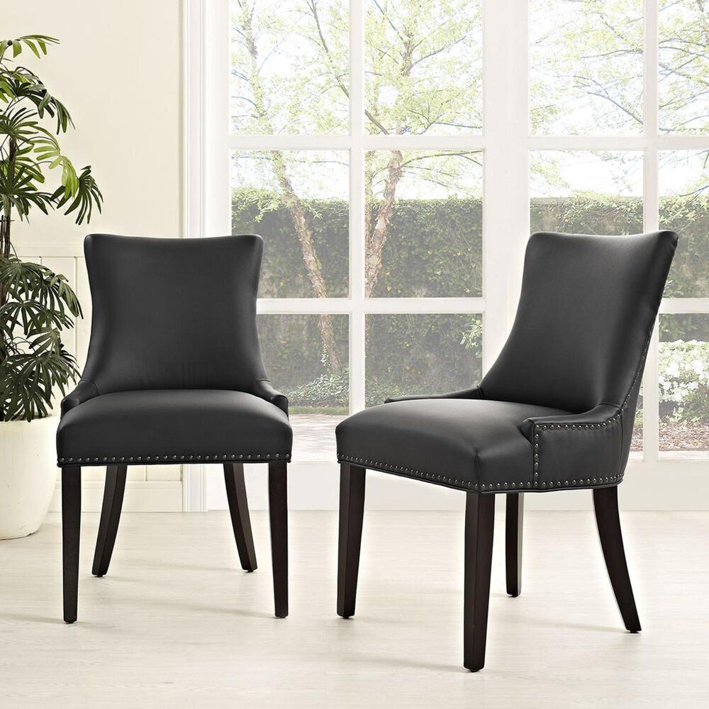 Modway Marquis Faux Leather Dining Chair in Black | NFM