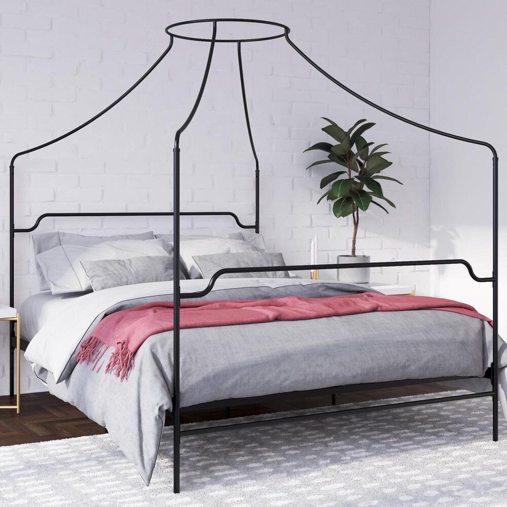 Novogratz Camilla Queen Canopy Bed in Black, , large