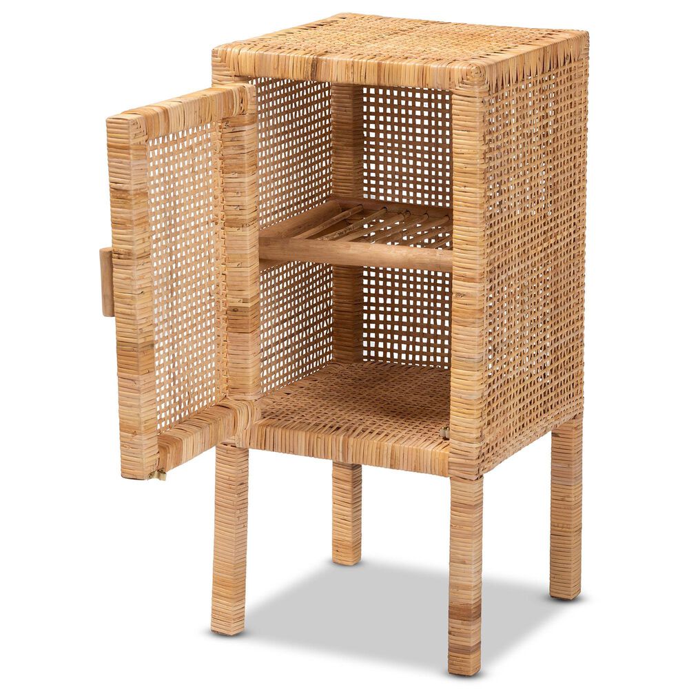 Baxton Studio Vivan 1-Door Nightstand in Natural Brown, , large