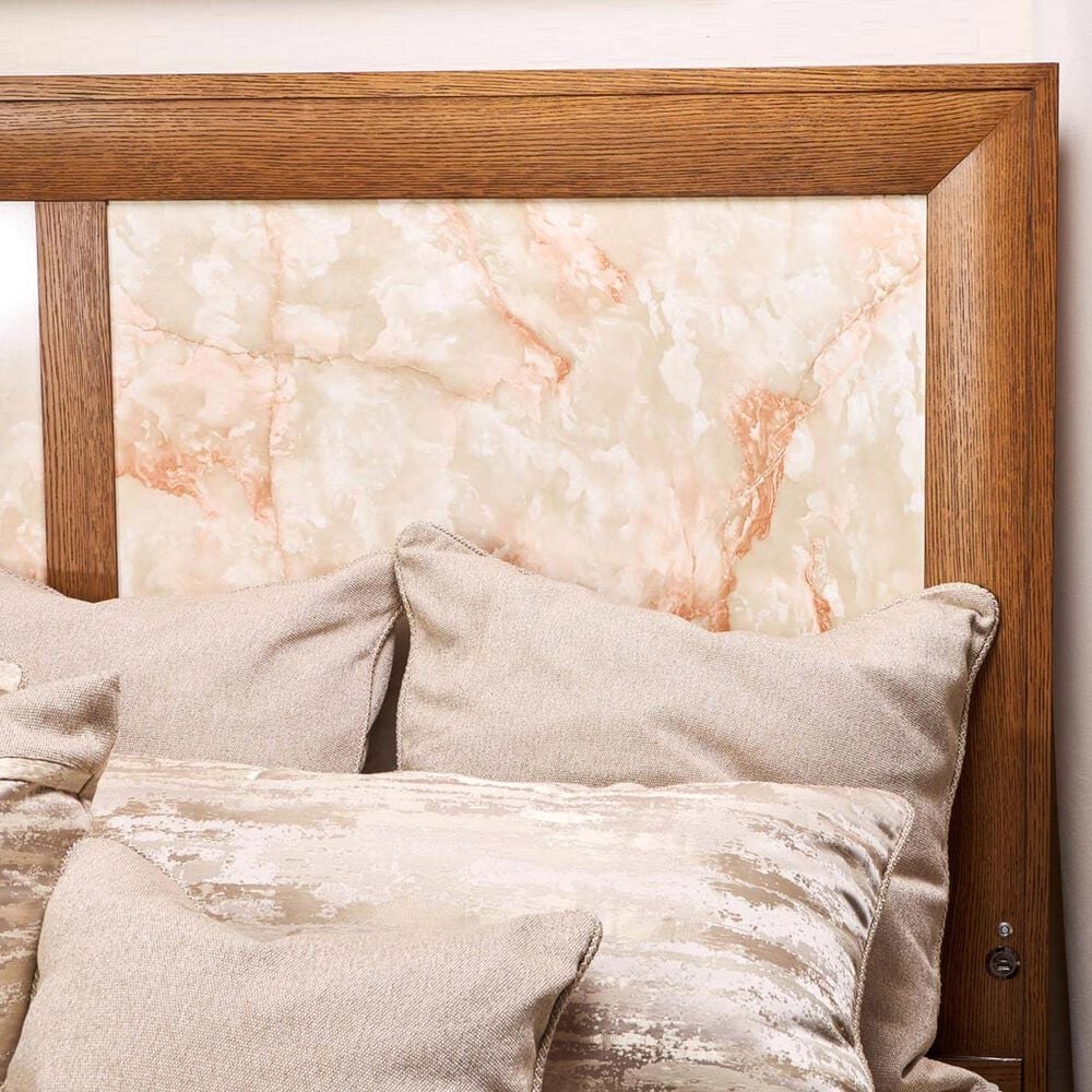 Vista Haus Portrait Queen Panel Bed with LED Lights in Sienna Brown and Creamy Peach, , large