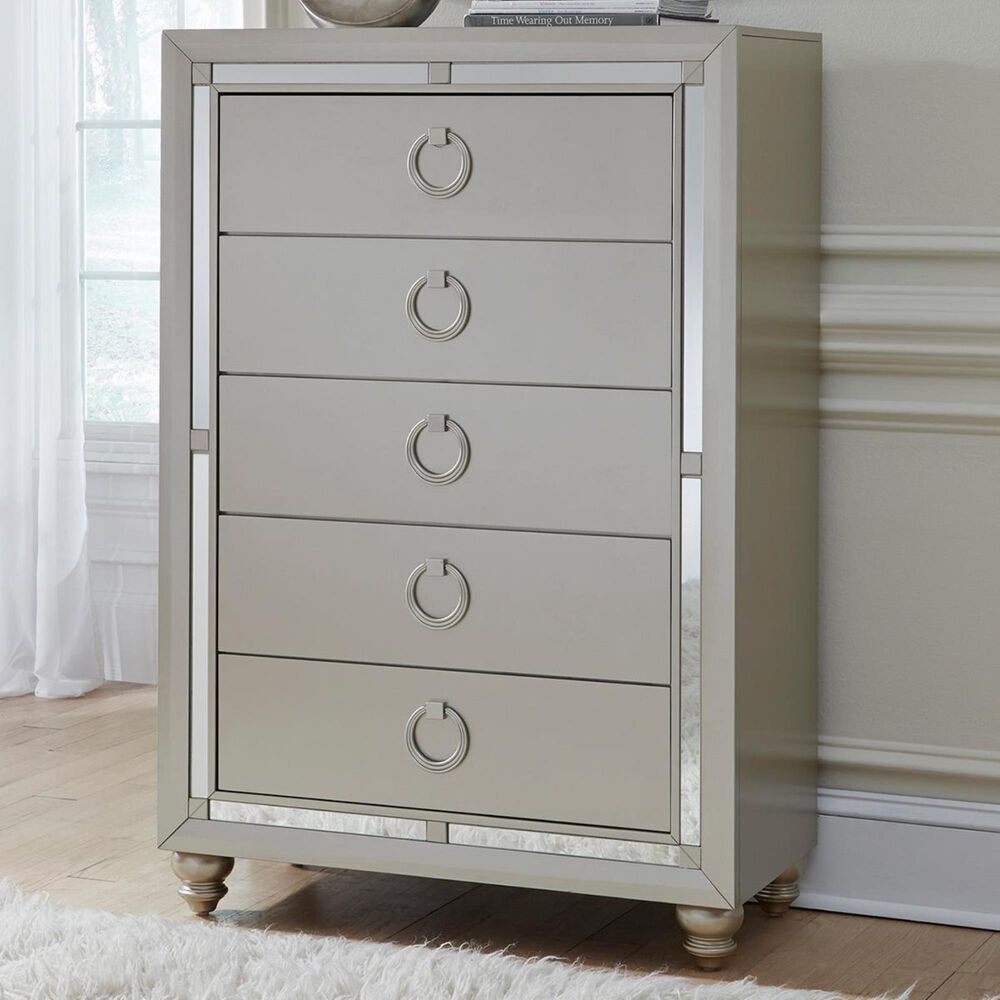 Global Furniture USA Riley 5 Drawer Chest in Silver, , large